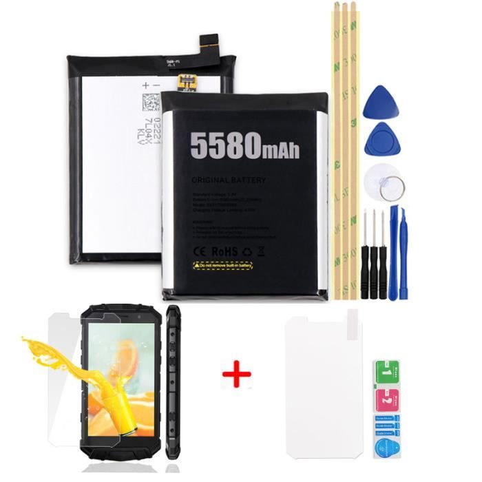 Doogee S60 Lite/S60 Batterie 5580mAh Battery de téléphone portable Batteries+5.2 Pouce Doogee S60 Lite/S60 Verre Trempé