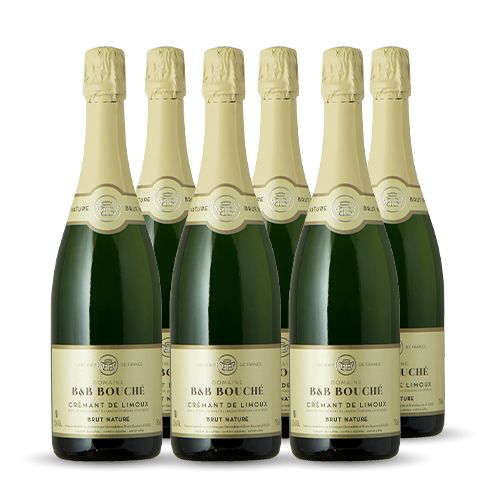 6 bouteilles - Vin blanc - Effervescent - Domaine B&B Bouché Crémant Brut Nature Limoux Blanc 6x75cl