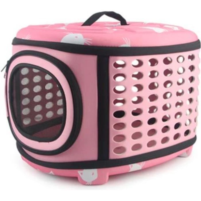 Sac de transport a motif de chat rose 45x32x38cm, sac pour chats portables, sac de voyage pliable pour chiot, animaux de compagnie