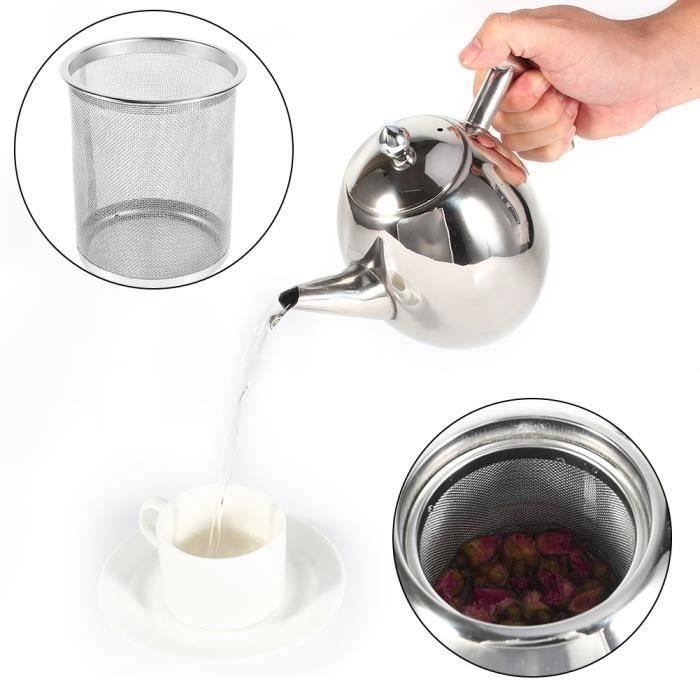 1L Théière en acier inoxydable avec Filtre infuseur amovible