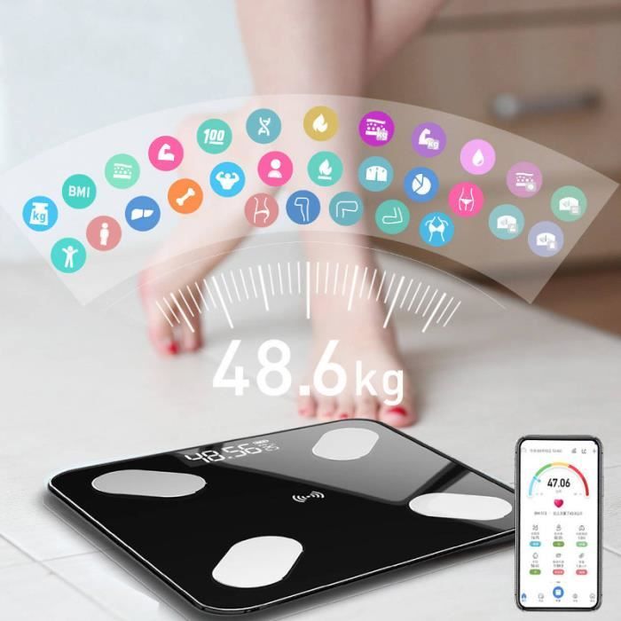 Pèse Personnes Impédancemètre - Balance Pèse-Personne Bluetooth, Ecran Rétroéclairé LED Grand-Charge d'énergie légère