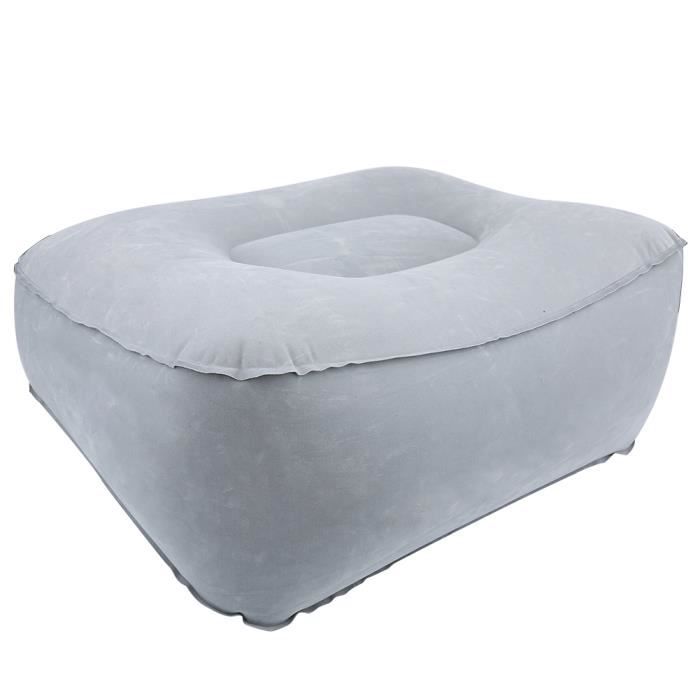 Oreiller de repose-pieds de voyage de flocage gonflable Vols de voyage Coussin de détente avec pompe à air (gris) -NIM