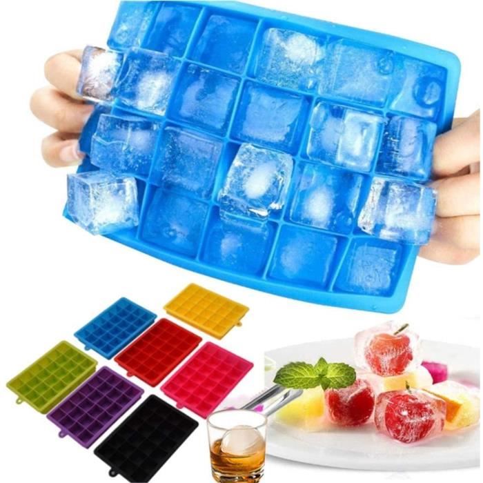 Bac À Glaçons Silicone Gros Glaçon avec Couvercle Set De 7 Démoulage Facile pour l'eau, Whisky, Gin, DIY, Cubes sans BPA Fête H 886