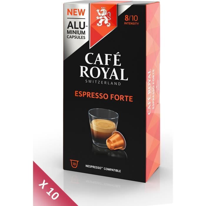Lot de 10 CAFE ROYAL compatible Nespresso Alu Espresso Forte x10