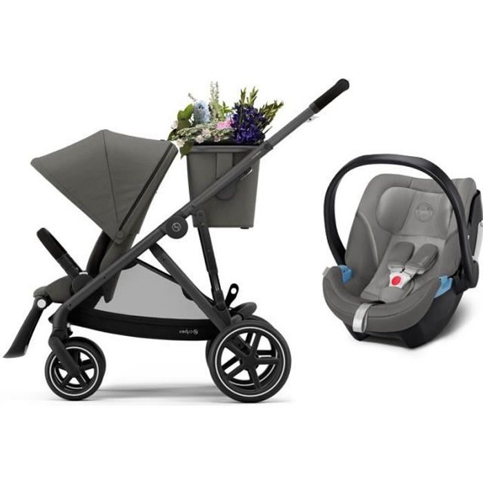 CYBEX Gazelle S Duo - Poussette (6+) avec siège auto - Pliage compact - châssis noir - Gris