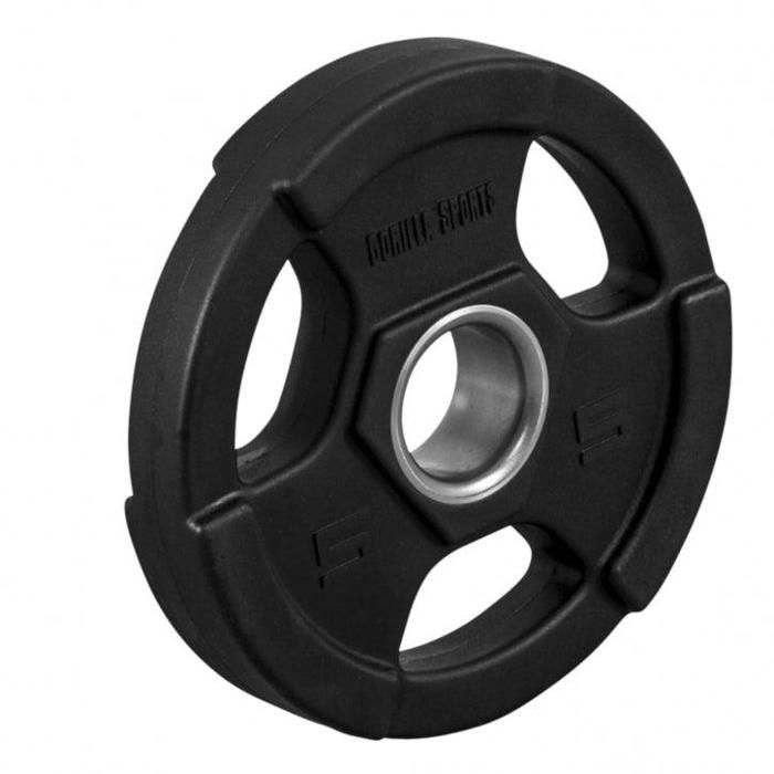 Gorilla Sports - Poids disques olympiques en fonte rêvetement caoutchouc avec anneau métalliquede 51mm - de 12,5 à 25 kg - 5 KG Noir