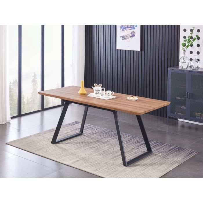 TOGA - Table à Manger Extensible Coloris Bois - Pieds en Métal - Style Contemporain - Salle à Manger, Cuisine