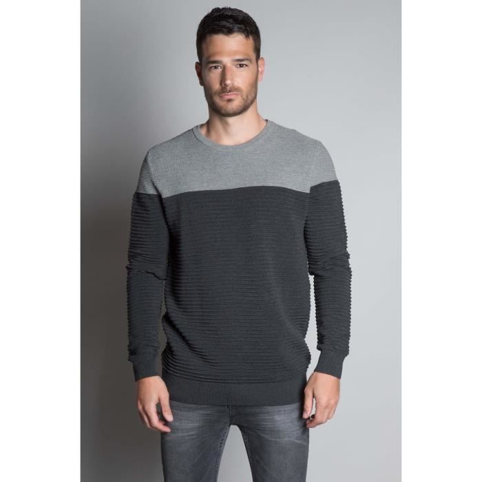 DEELUXE Pull texturé bicolore BROOK Grey