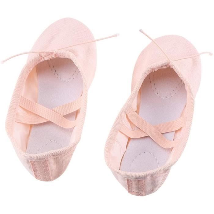 chaussons classiques en toile pour fille - pour danse, gymnastique, yoga - taille 39 (incarnadine)