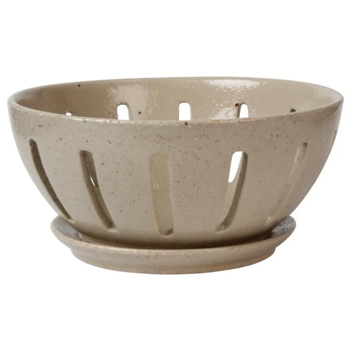 Passoire et coupelle en grès naturel (D.19,5cm)