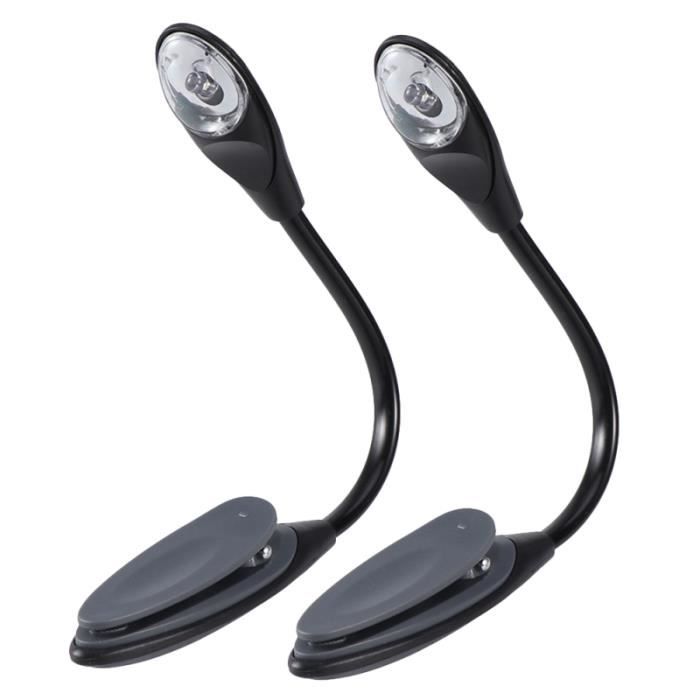 2 Pcs 0.17 W Élégant Flexible Portable Voyage Livre Lampe de Lecture Mini Clip LED de Poche avec Pile Bouton (Gris) LAMPE TEMOIN
