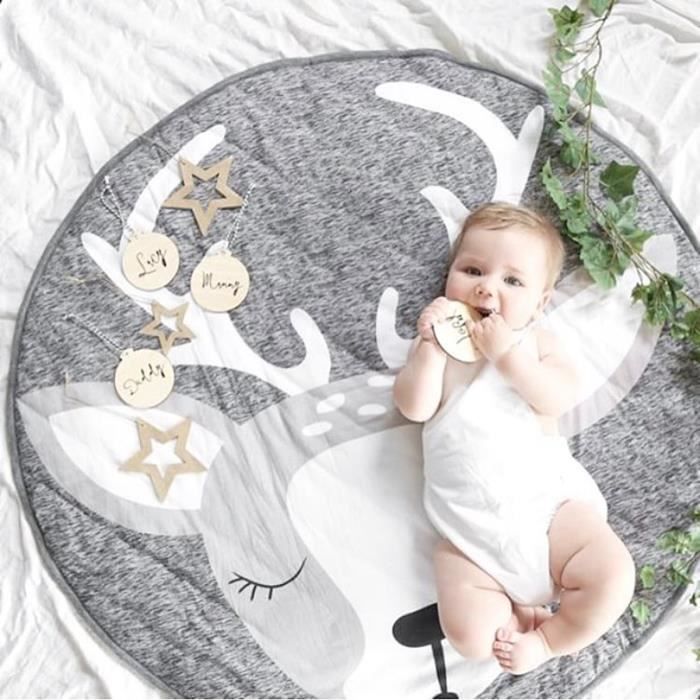 TEMPSA Enfants de dessin animé animaux de coton ramper tapis rond Rennes