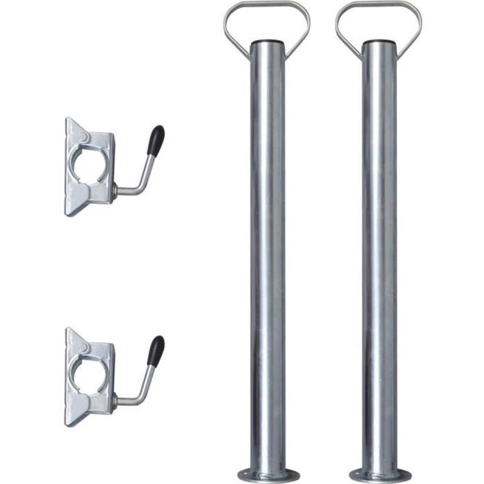 vidaXL 2 tubes de support et 2 pinces fendues pour roue de jauge 48 mm