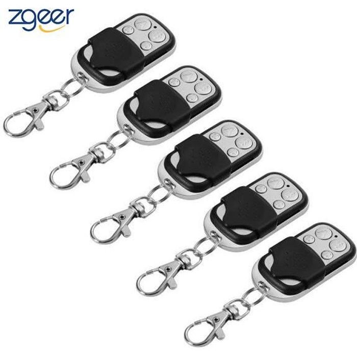 5pcs Télécommande Universel Clonage Portail Electrique Garage Ouvre-Porte Fob 433mhz Remplacement Porte Clé