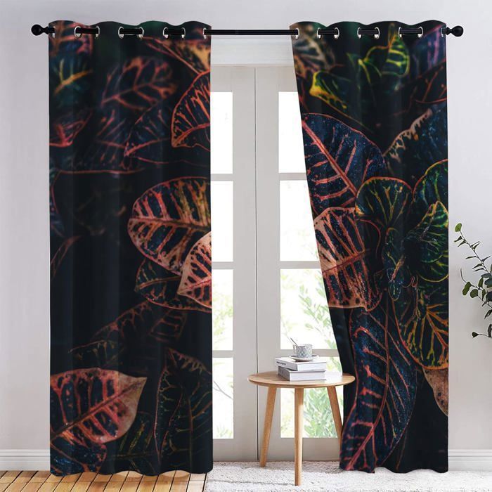 Générique Rideau Occultant Coloré Feuille 2 Pièces, L 140 X H