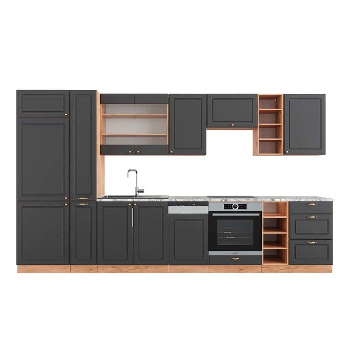 Cuisine Fame-Line 355cm sans PT Bordeaux haute brillance/blanc Blanc Vicco 36413 - Maison