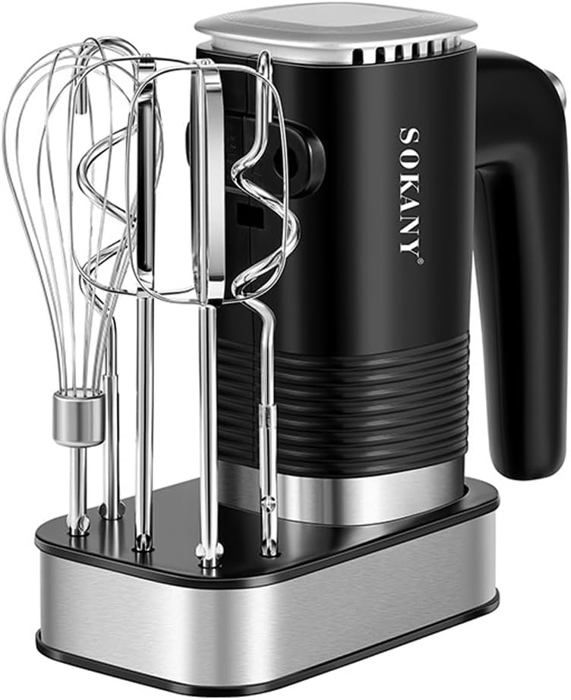 Batteur à Main électrique 800 W – 5 Vitesses, 2000 Tr/min, Avec Fouets Et Crochets, Acier Inoxydable