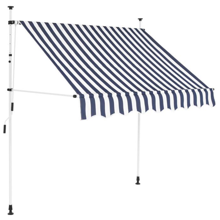 Store à Cassette Motorisé Rétractable VidaXL - 450x300 Cm Bleu Et Blanc - Pour Terrasse, Balcon, Fenêtre - 2