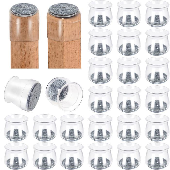 24 pièces Protection Pied de Chaise 32-50mm Protège Pied de Chaise Protections de Sol en Silicone Transparent