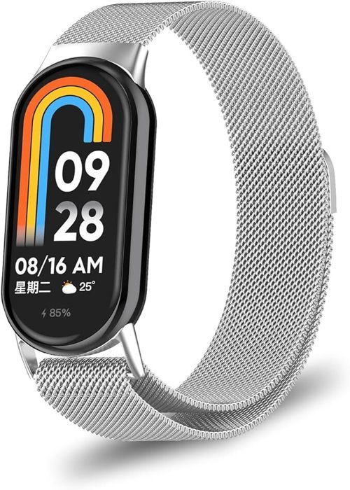 Magnétiques Bracelet Compatible avec Xiaomi Mi Band 9 / 8 Bracelet Rechange Magnétique Métal Acier Inoxydable pour Femmes et Hommes