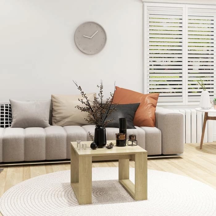 Bon plan Table basse de salon - JILI HOT - Table dappoint Chêne sonoma 50x50x35cm - Bois d’ingénierie - Pour chambre/Bureau