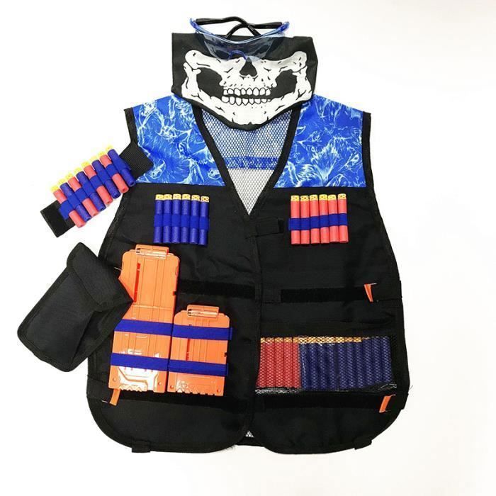 Absyrony Veste Tactique Enfant Avec Lunettes, Masque, Chargeur Et 30 Fléchettes - Kit Complet Jeu