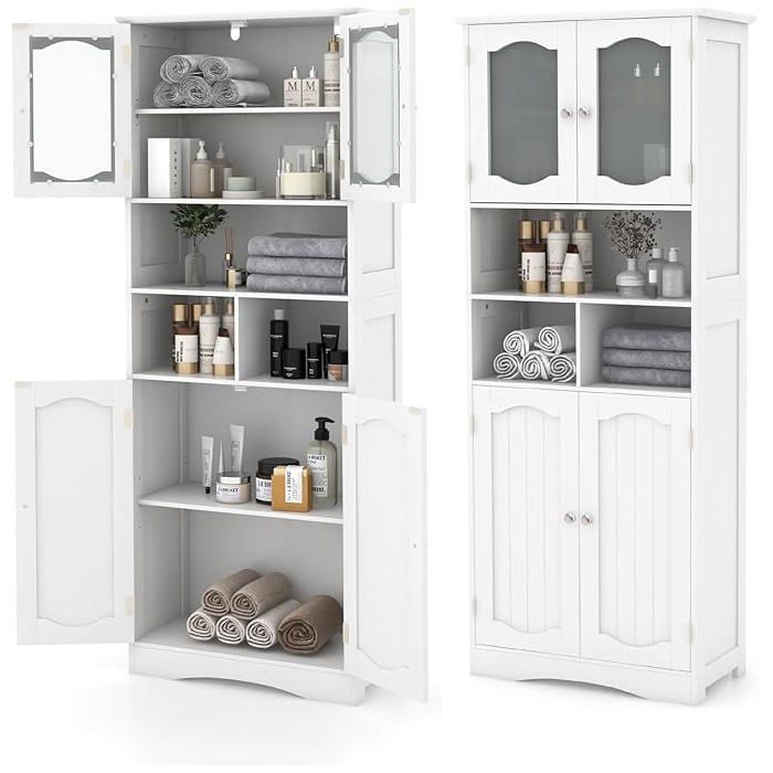 Meuble Rangement Salle De Bain Colonne Sur Pied, 5 Niveaux, Organisateur, 37x37x160 Cm, Gris