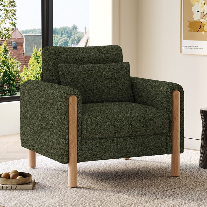 Fauteuil moderne avec coussin épais fauteuil simple confortable avec rembourrage doux fauteuil pour salon bureau ou chambre fa