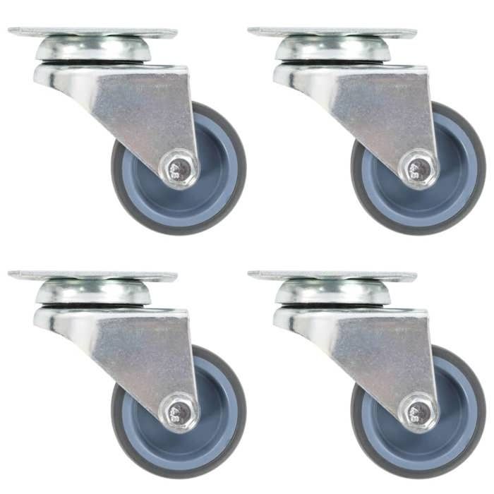 Roulettes pivotantes doubles - VIDAXL - 50 mm - Lot de 4 - Gris - TPR et fer zingué - Capacité 100 kg par roulette