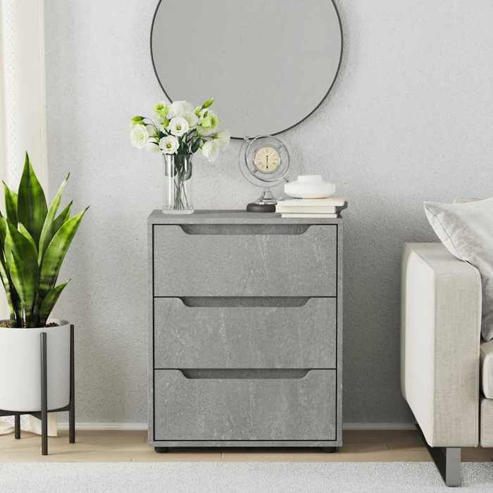 Gris Commode salon/BUFEET - JILLS - Avec rangement - VISNES gris béton 60x40x73 cm - bois dingénierie LV786 Gris Commode salon/BUFEET - JILLS - Avec rangement - VISNES gris béton 60x40x73 cm - bois dingénierie LV786