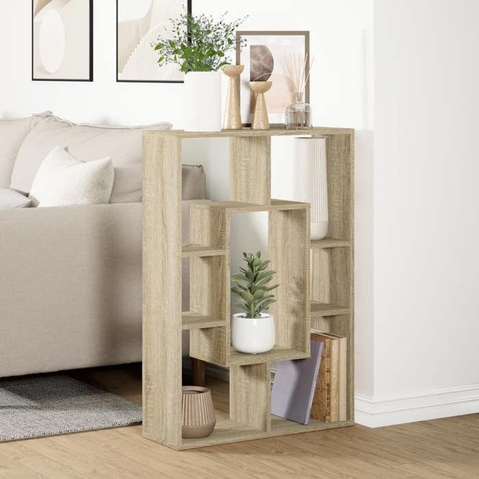 SALE dhiver Bibliothèque Multi-Rangement - JILLS - armoire à livres - chêne sonoma 63x20x90 cm bois dingénierie BB2530