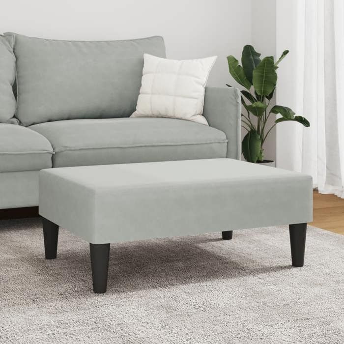 BEL-ACHAT* Petit fauteuil/chaise - ABBOTI - Repose-pied - gris clair 77x55x31 cm velours Prom33401954