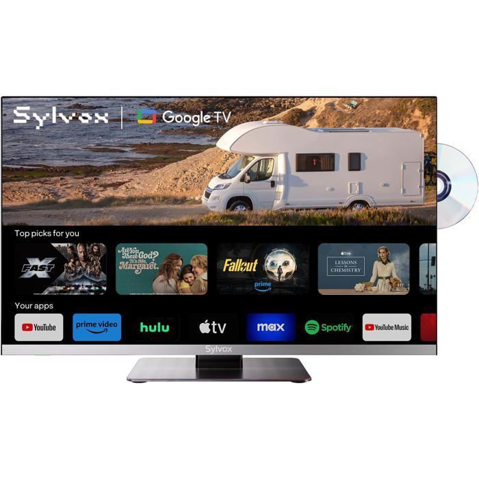 TV LED - SYLVOX Limo-22 - Alim 12V/24V nomade - Google TV intégré - Full HD 1080p
