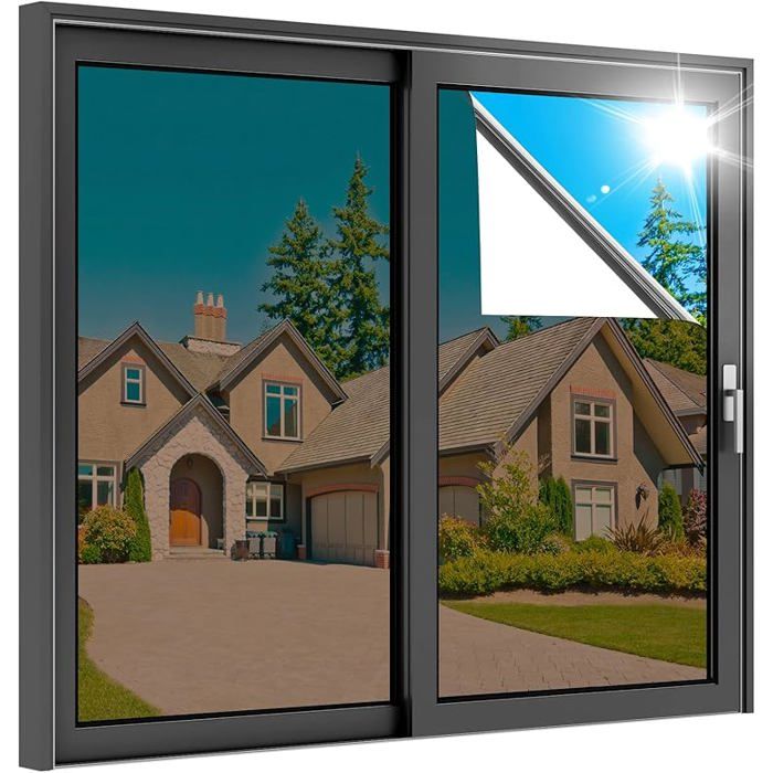 Film Fenetre Anti Regard Miroir 90x400cm Film Miroir pour Fenetre sans Tain Brise Vue Vitre Marron Argent 90x400cm