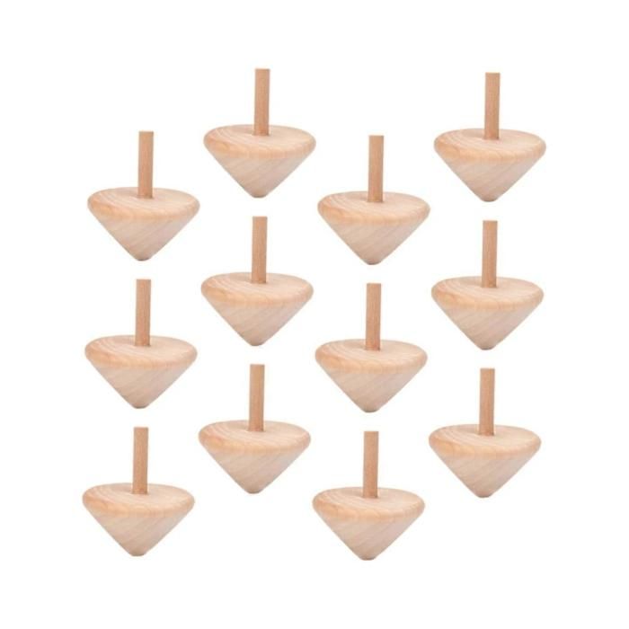 Liuer 24 Toupies En Bois – Jouets éducatifs 8x3,5 Cm – Naturel, Non Teint – Cadeau Anniversaire, Sacs De Fête – Dès 3 Ans