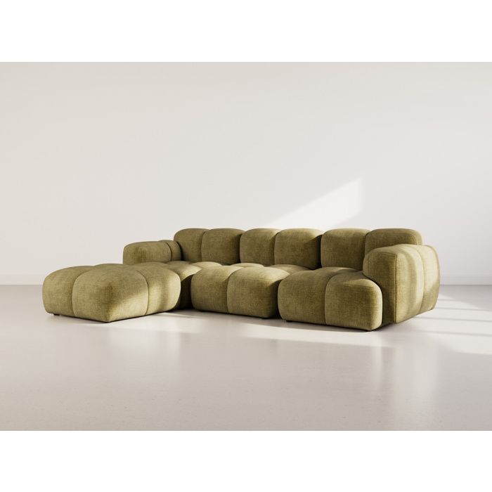 Grace - canapé modulable dangle réversible 4 places en velours texturé - Vert Olive