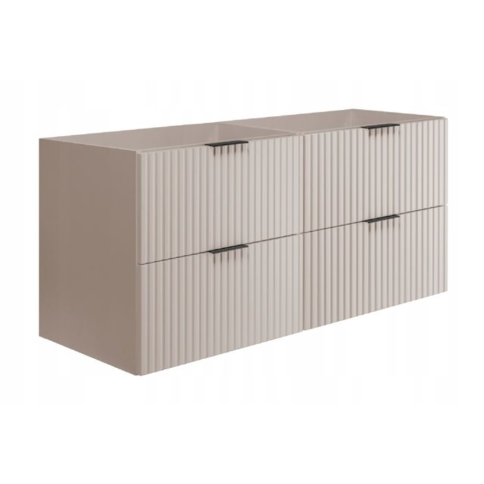 Meuble sous Lavabo 120 cm FLOW - Façades rainurées - Cachemire - 120x46x57 cm