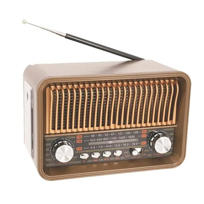 Radio rétro marron portable FM/AM/SW Bluetooth LED torche batterie rechargeable maison et voyage