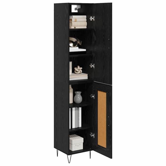Vaisselier de cuisine - Noir - Haut Armoire - SWEETY - avec rangement - Chêne noir 34 5x34x90cm - Bois dingénierie LH9800520