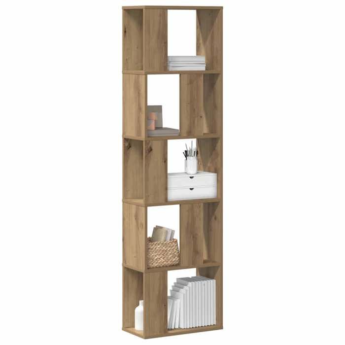 Cabinet DVD/CD - Armoire Livres/Bibliothèque 5 niveaux - NGM - Chêne artisanal - bois ingénierie LH335153