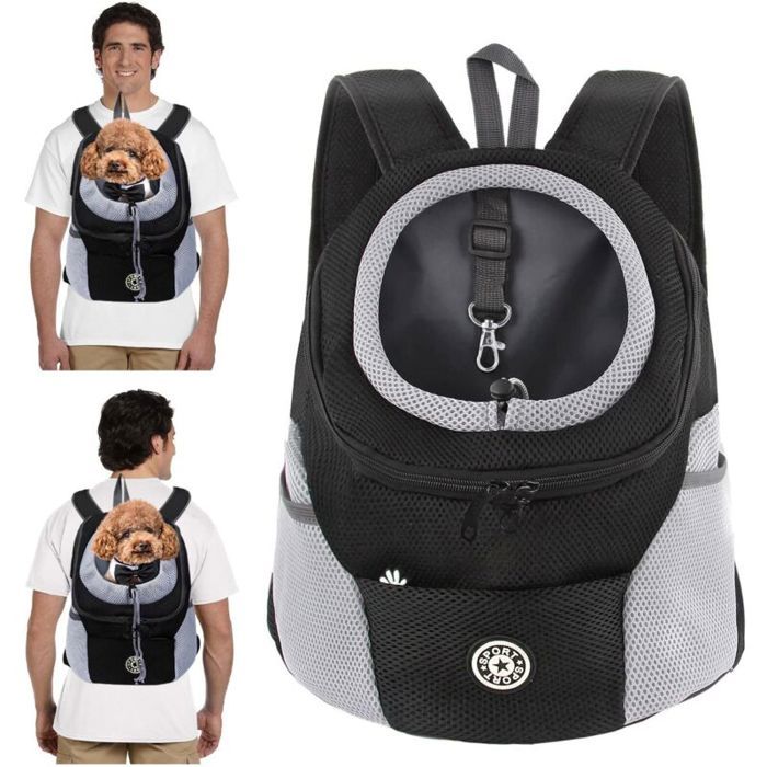 Sac à Dos de Transport pour ChiensRespirantRéglable Sac à Dos pour Chien et Chat avec Fond étancheBandoulière Rembourréenoir