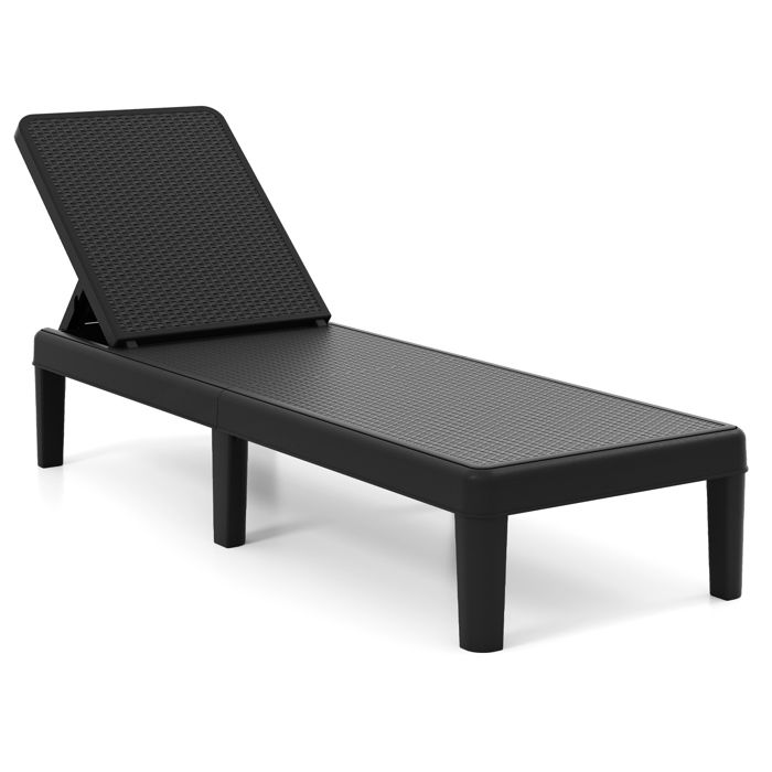 COSTWAY Bain de Soleil Effet Rotin Dossier Réglable sur 4 Positions 6 Pieds pour Terrasse Balcon Piscine Charge 150 kg Noir COSTWAY Bain de Soleil Effet Rotin Dossier Réglable sur 4 Positions 6 Pieds pour Terrasse Balcon Piscine Charge 150 kg Noir