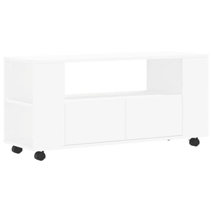 Blanc BANC TV - BMK - Meuble TV - Avec rangement - blanc 102x345x43cm bois dingénierie ncv54252049851