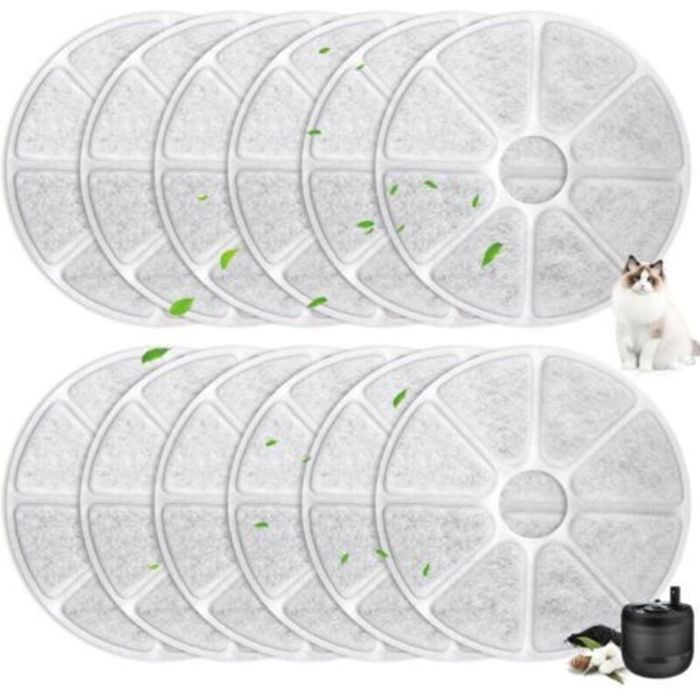 Lot de 12 Filtre Fontaine eau Chat pour Philips PAW3210/02 Filtre Fontaine a Eau Chat Remplaçant à Charbon Actif Triple Système