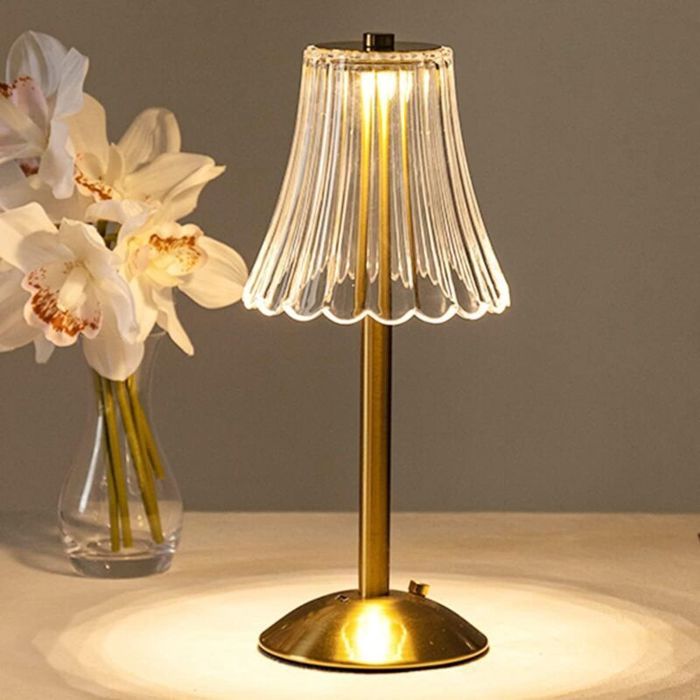Lampe de table sans fil lampe rechargeable dorée lampe de table portable LED en laiton de 30 cm de haut avec variateur intégré