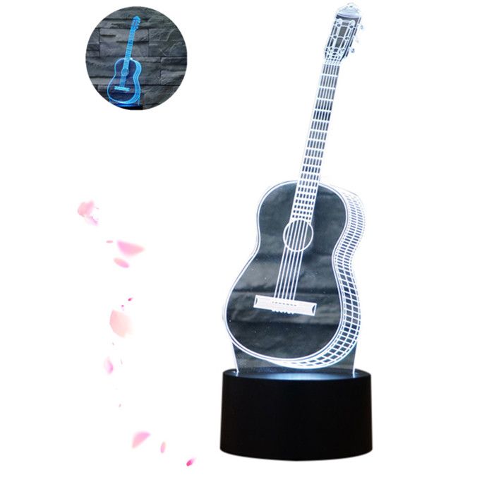 Lampe led en forme de guitare 3d night light 7 - Aueq - couleurs lampe de bureau decoration chambre table salon