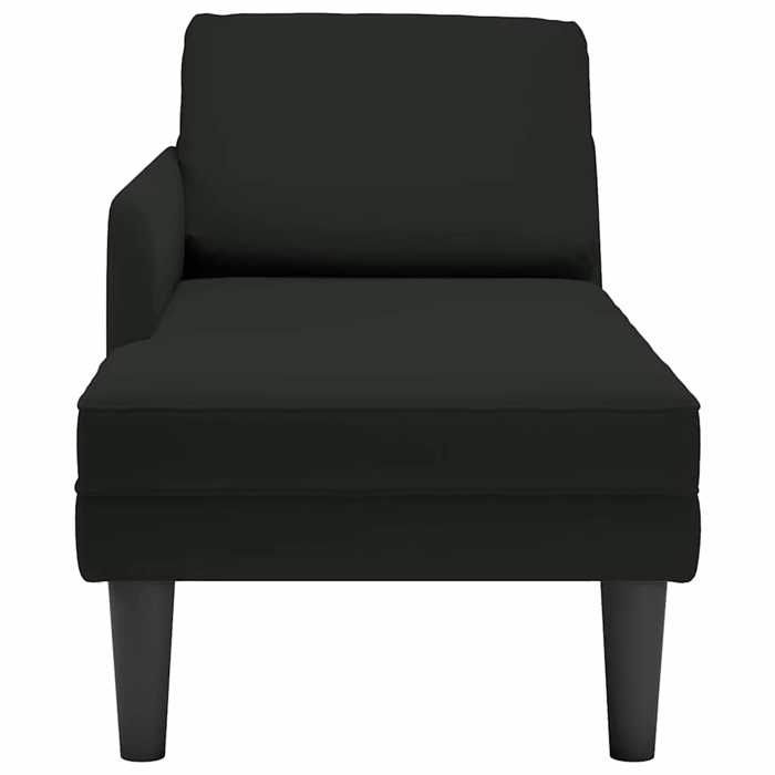 Confortable Fauteuil long look élégant 1 place avec coussin et accoudoir droit noir velours__23115