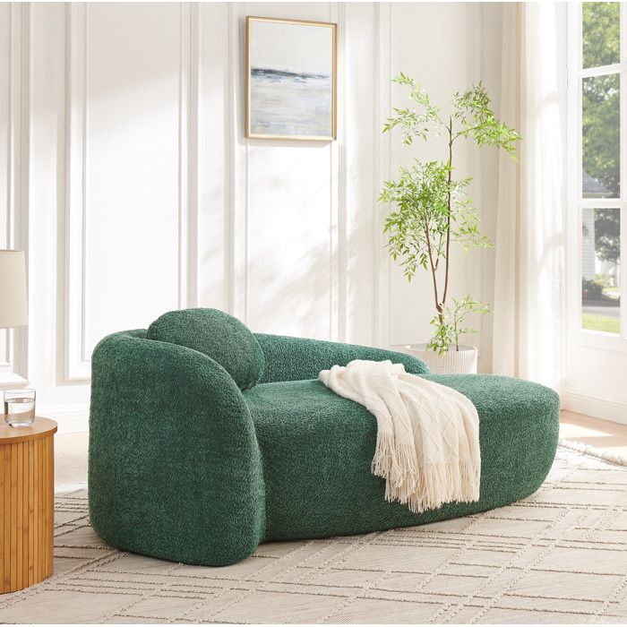 Canape 1 Place Teddy Vert Banquette Arrondie FloraGrace Pour Salon Ou Chambre Compact Gain De Place 170x96x62cm