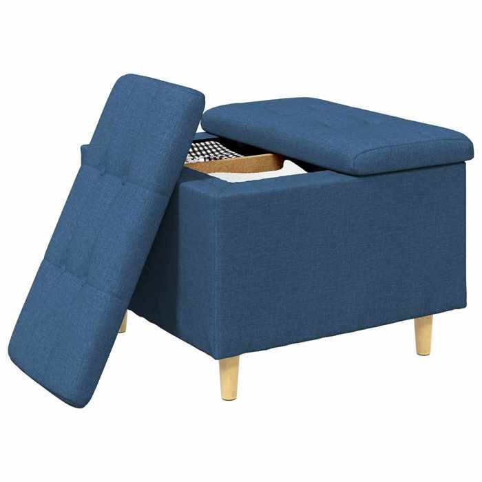 Winter SaleOttoman avec rangement，Design capitonné élégant Bleu 60 x 60 x 45 cm tissu 2168