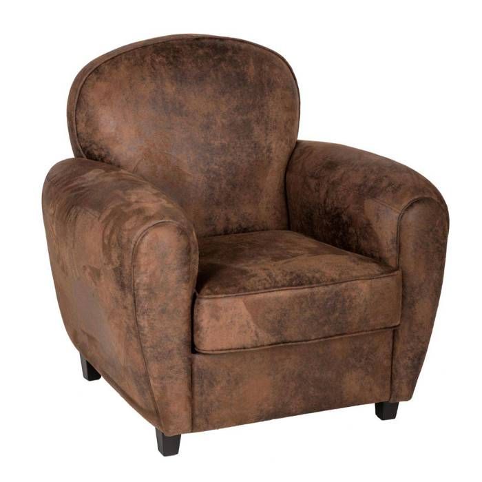 Fauteuil club Stanis effet cuir marron - Atmosphera Créateur dintérieur
